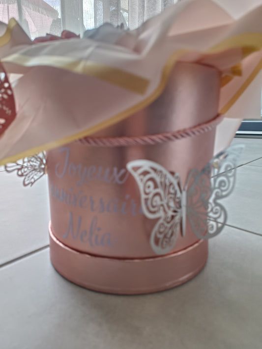 Bouquet bougie et fleur dans pot